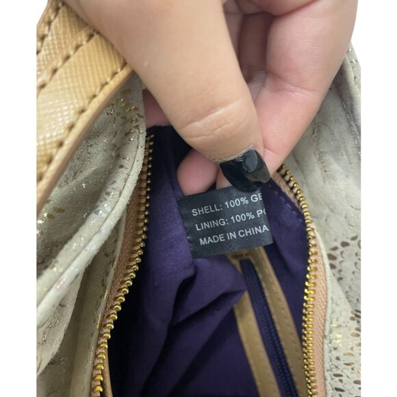 Sharif Womens Hobo Bag Beige Anaconda Tears Leather Shopper Tote Satchel NWT - Picture 6 of 14